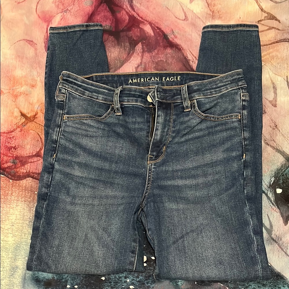 American Eagle Outfitters Women's Dark Blue Stretch Skinny Jeans
